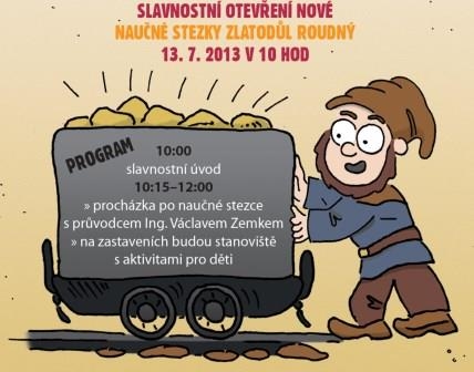 Permoník Ruda zve dospělé i dětské návštěvníky na novou naučnou stezku Zlatodůl Roudný